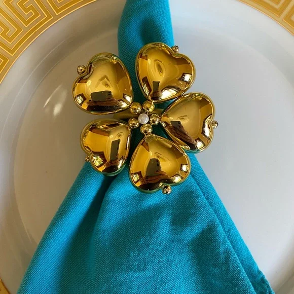 ❤️ Set of 6 unique handmade heart shaped beaded napkin holders napkin rings - Picture 1 of 8